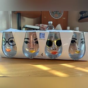 Cute face stemless Wineglasses (set of 4)